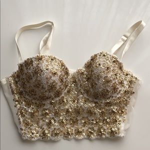 Women’s Sparkly Gold Bebe Bralette Top